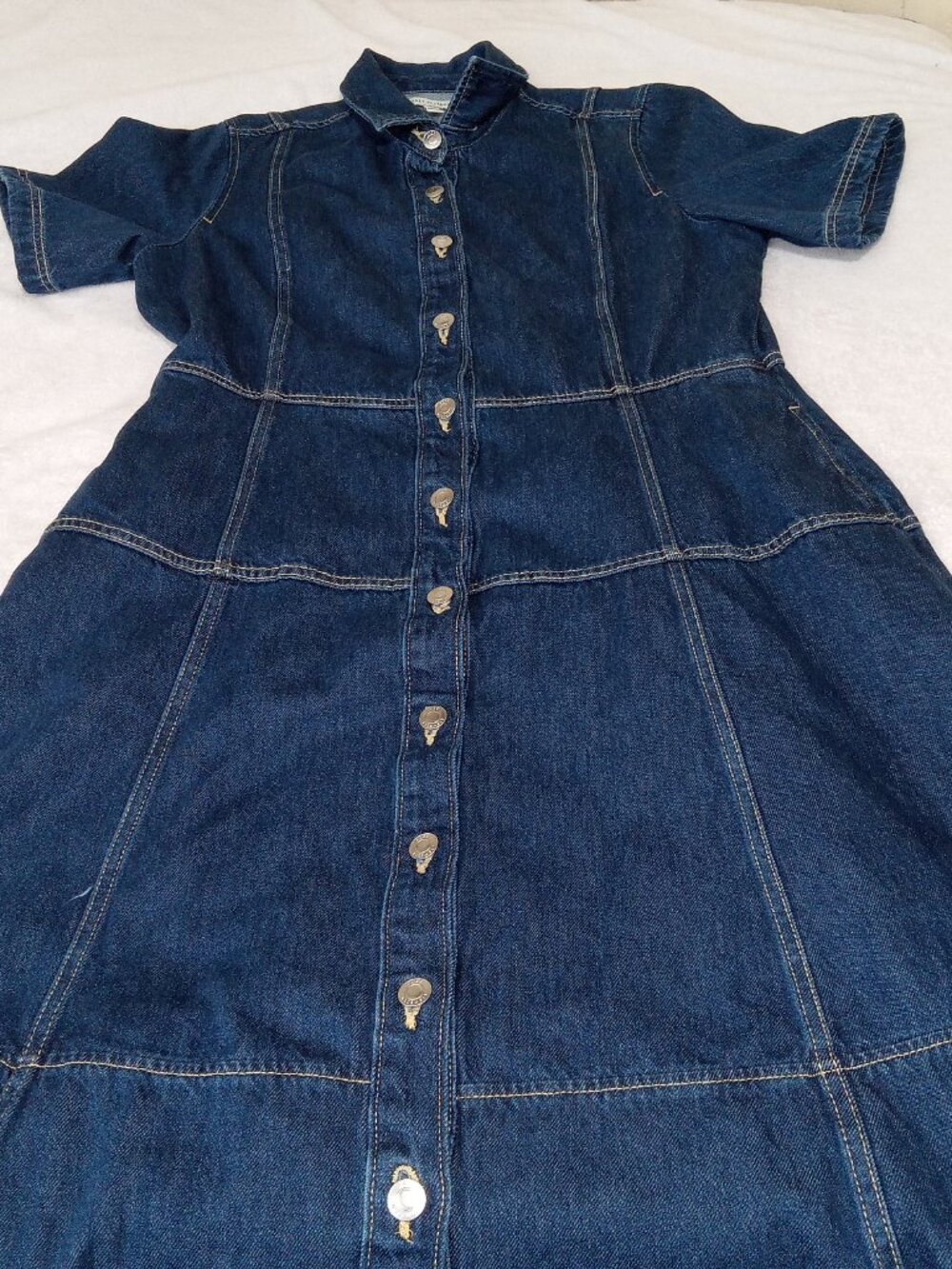 Free Assembly Women’s Heavy Denim Dark Wash Maxi Button Up Dress Sz XL - Picture 9 of 13